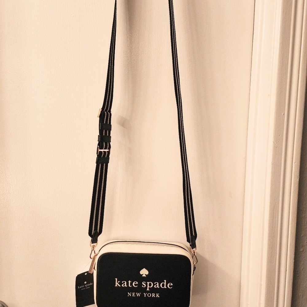 Kate Spade Black and Cream Camera Crossbody Bag